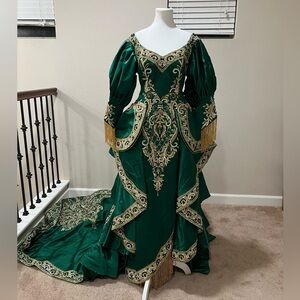 Custom Made Bridal Emerald Green Baroque Embroidered Women’s Gown